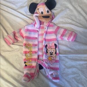 Disney Minnie Mouse Pink and White Striped Footie